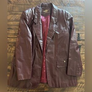 Vintage Women’s Burgundy Leather Blazer Jacket